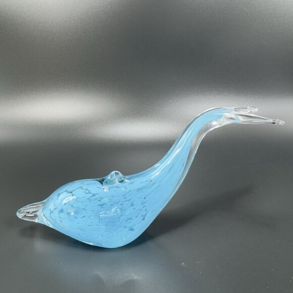 Venetian Art Glass Dolphin Fish Figurine Paperweight Blue Clear Edges Italian - Picture 12 of 12